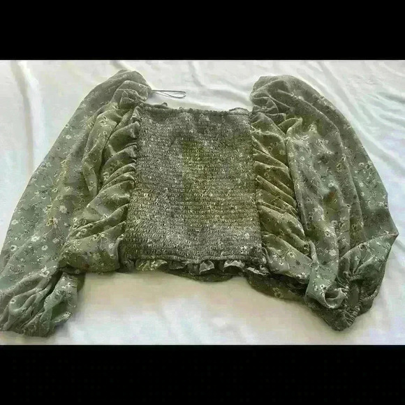 ASTR the Label Womens Tonina Blue Floral Ruched Blouse Top XL Bhfo - Picture 5 of 5